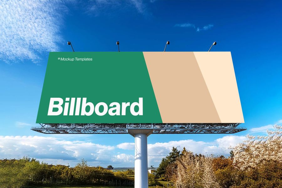 Simple Large City Sky View Billboard Mockup