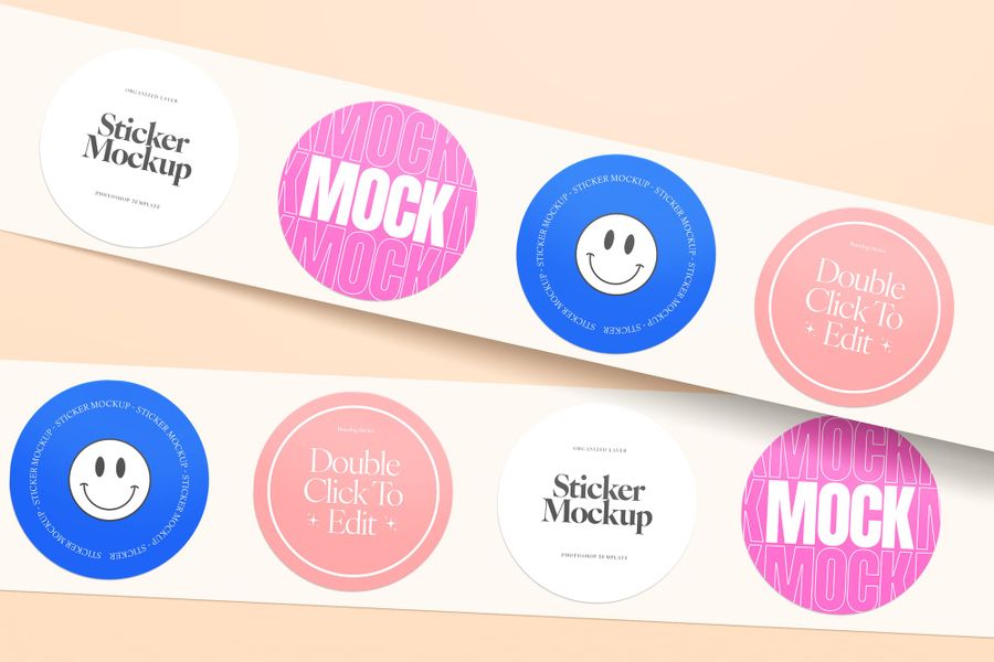 Softly Tone Horizontal Tape Sticker UI Mockup