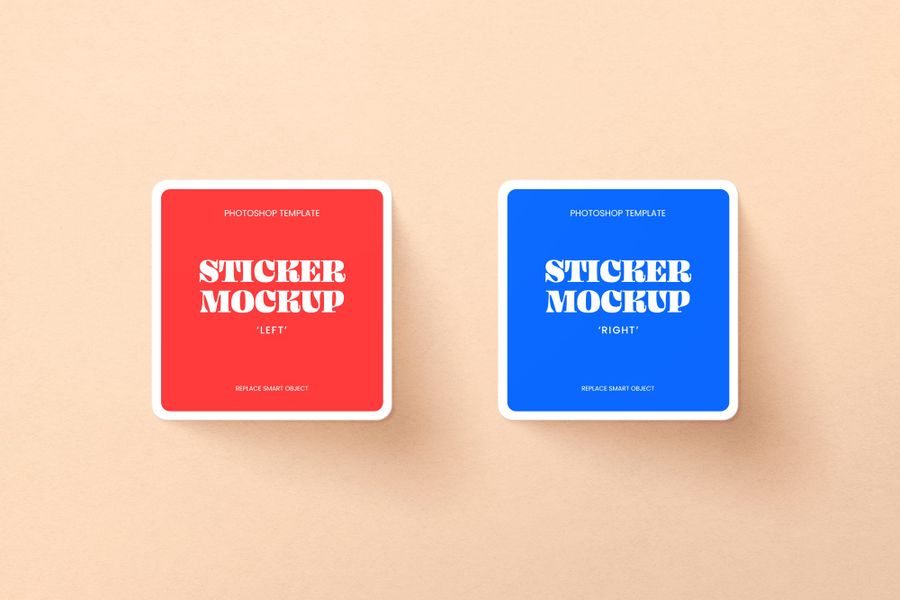 Symmetrical Box Sticker Decal Mockup