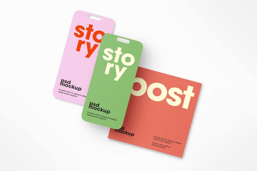 Three of Floating Instagram UI Post Story Mockup