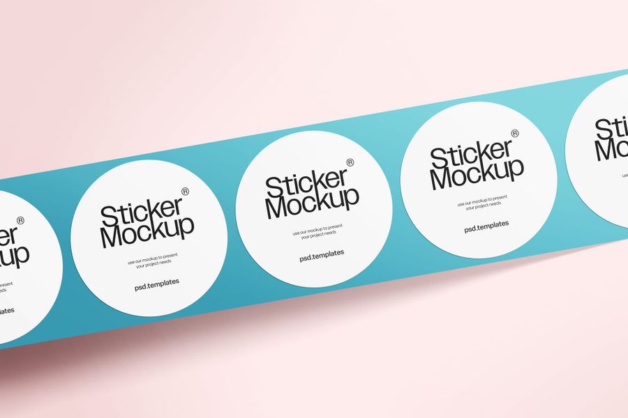 Tiffany Blue Sticker Roll Mockup