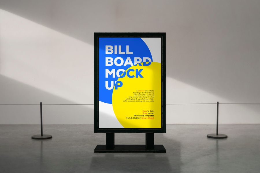 Vertical Indoor Stand Billboard Sign Mockup