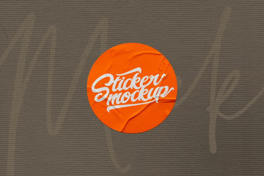 Wrinkled Amber Circle Sticker Mockup