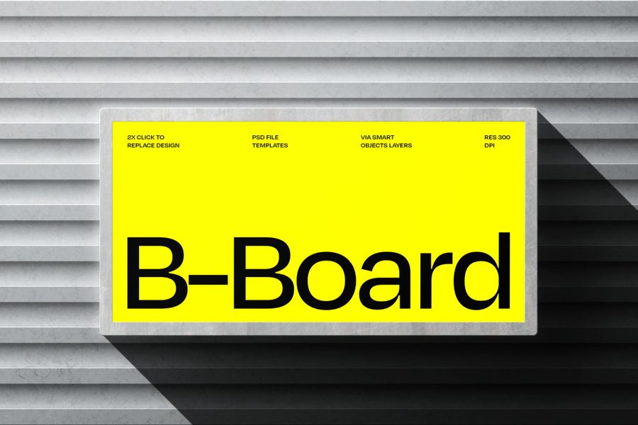 Neon Billboard Screen Sign Mockup with Shadow