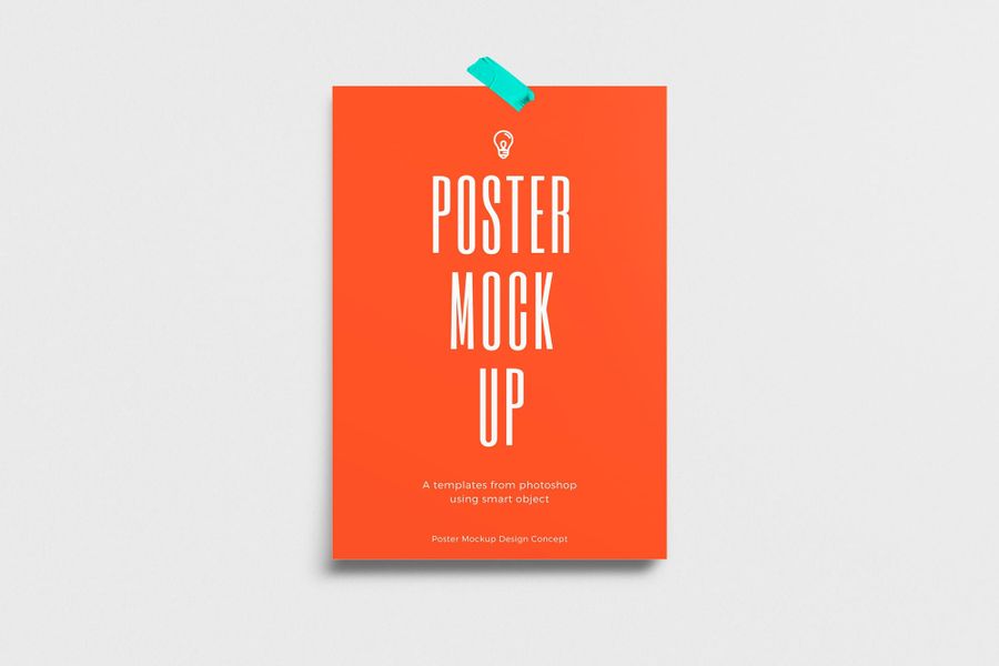 Orange Poster Mockup With Tape