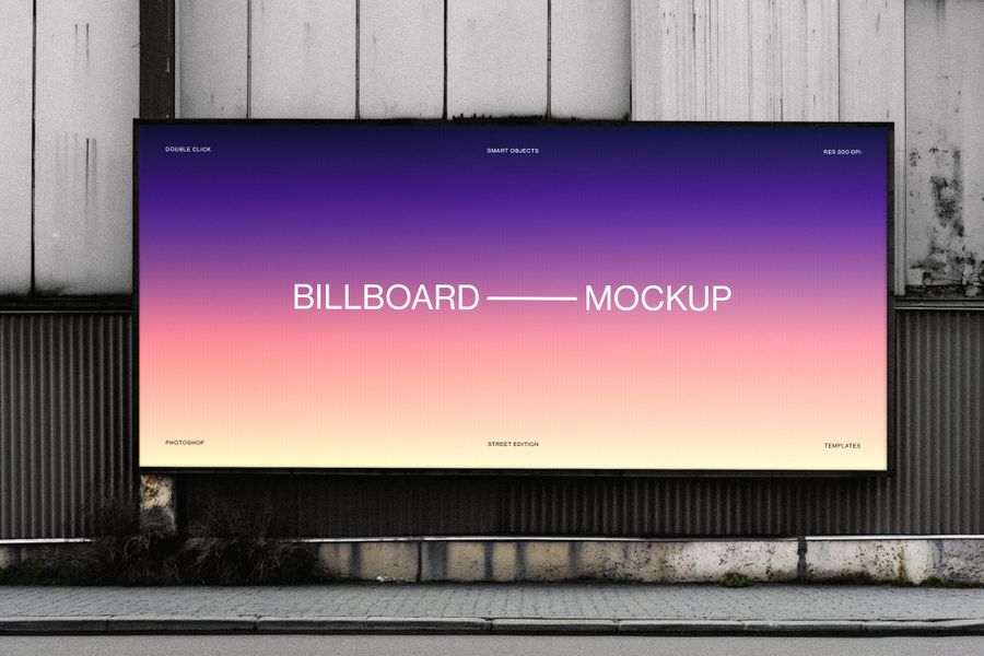 Outdoor Pedestrian Billboard Screen Mockup