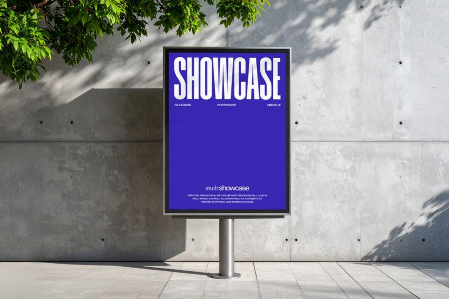 Outdoor Sidewalk Showcase Billboard Sign Mockup