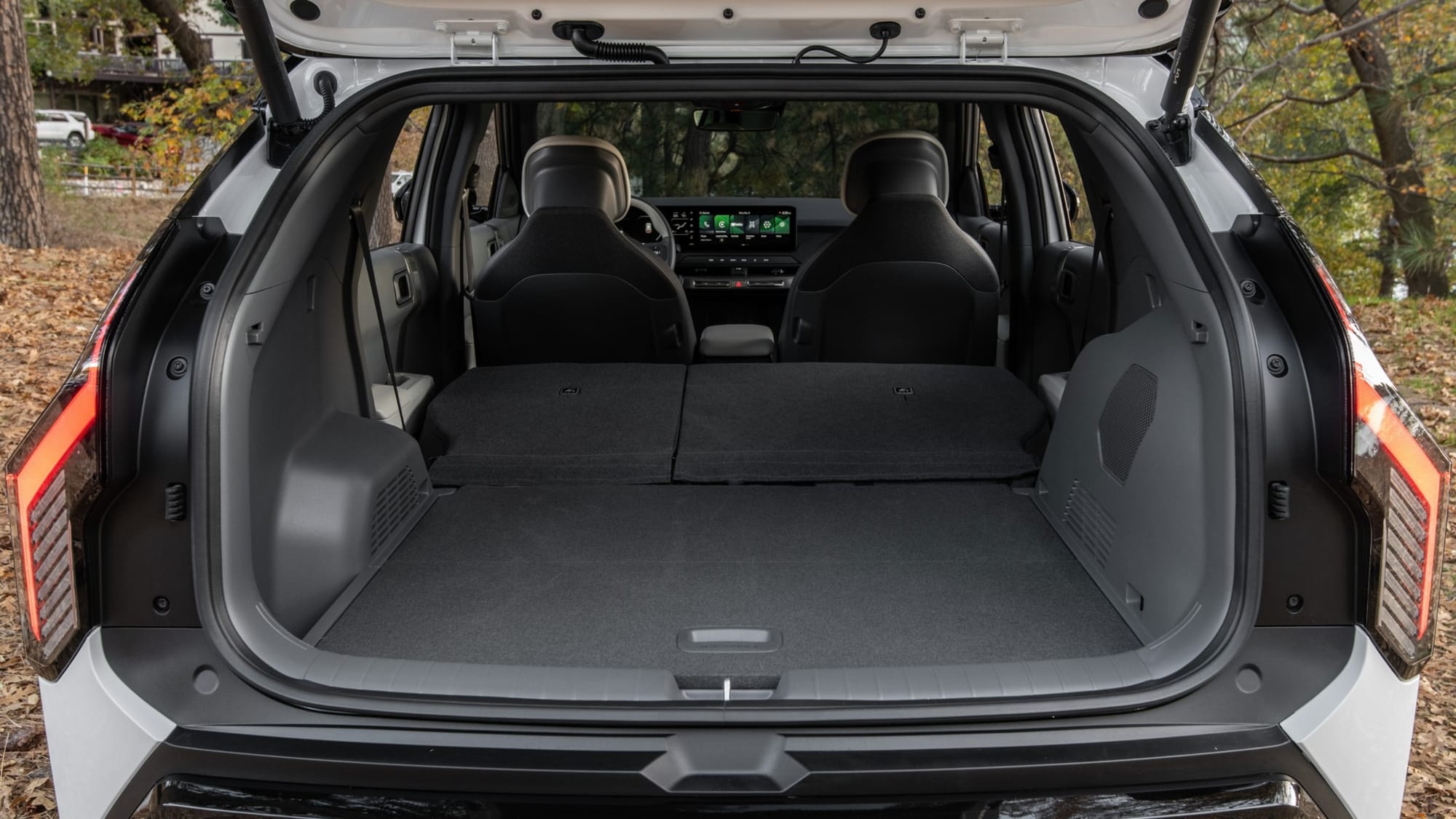 If you fold the second row down in the 2027 Kia EV3, you’ll have 56.5 cu-ft of total cargo volume.