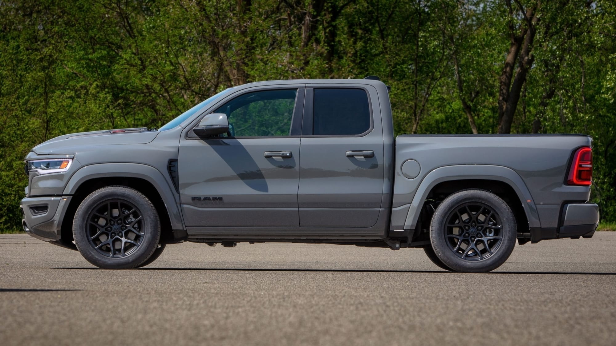 You can see that the 2027 Ram 1500 Rumble Bee is shorter than your standard 2027 Ram 1500 Quad Cab Short Bed pickup truck.