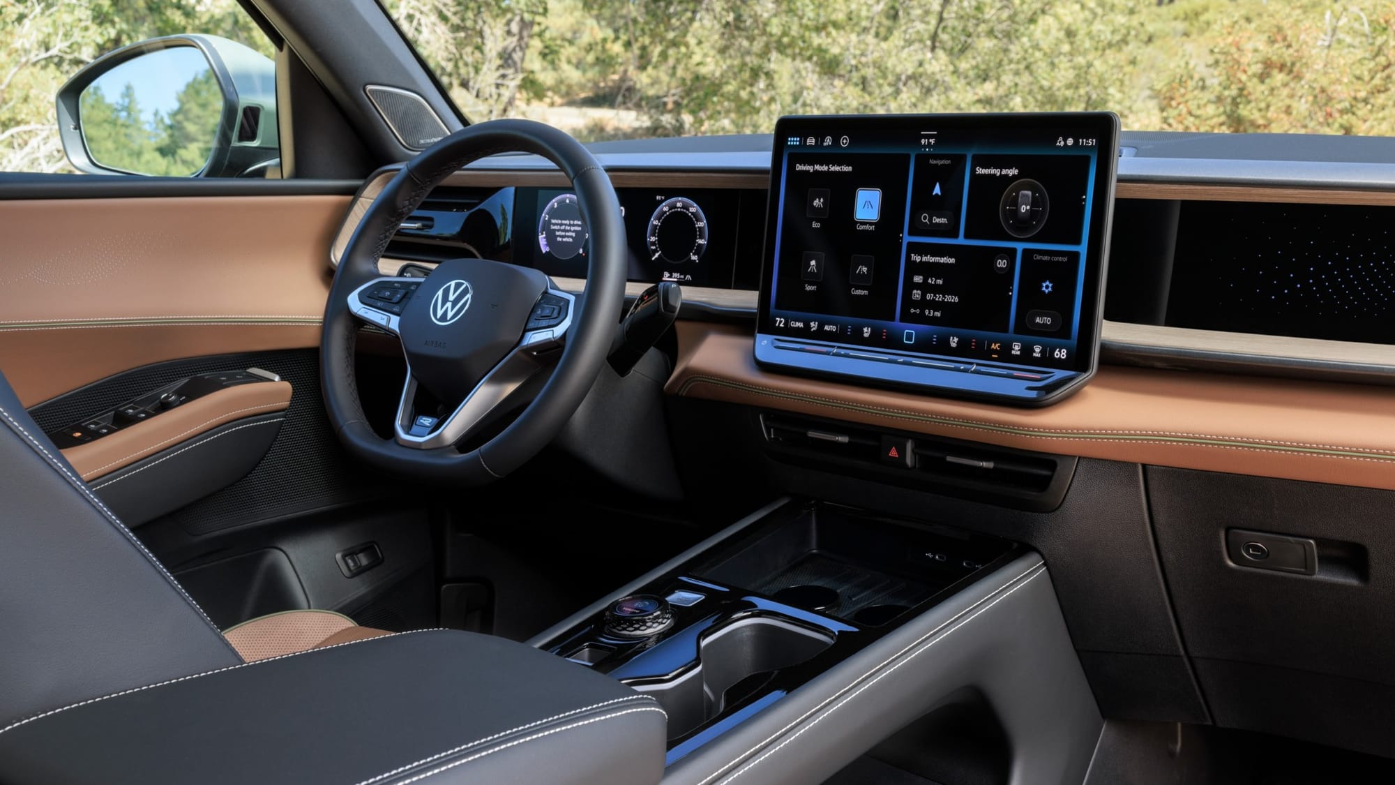An all-new digital experience starts with new digital displays for the instrument cluster and infotainment screen on the 2027 Volkswagen Atlas Cross Sport.