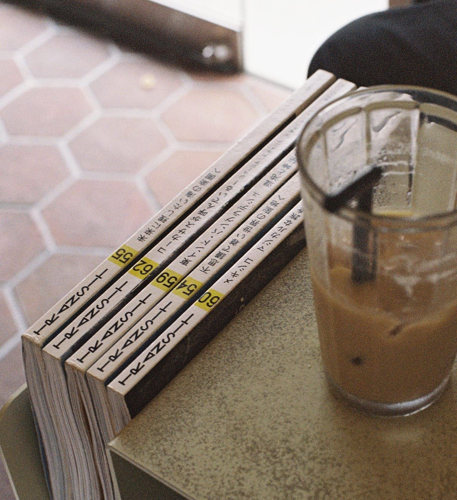 Transit magazine and coffee in a café in Japan