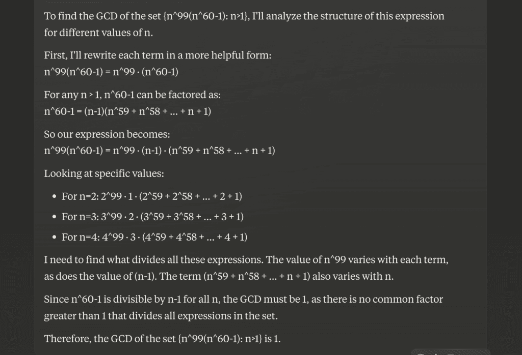 Claude 3.7 Sonnet solving complex math