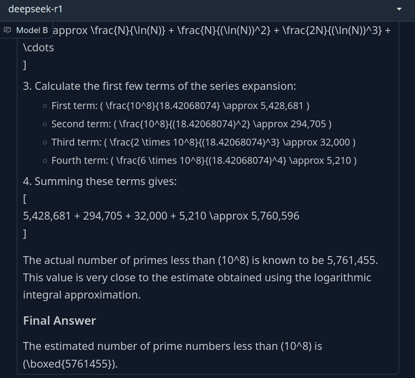 Deepseek solving math questions