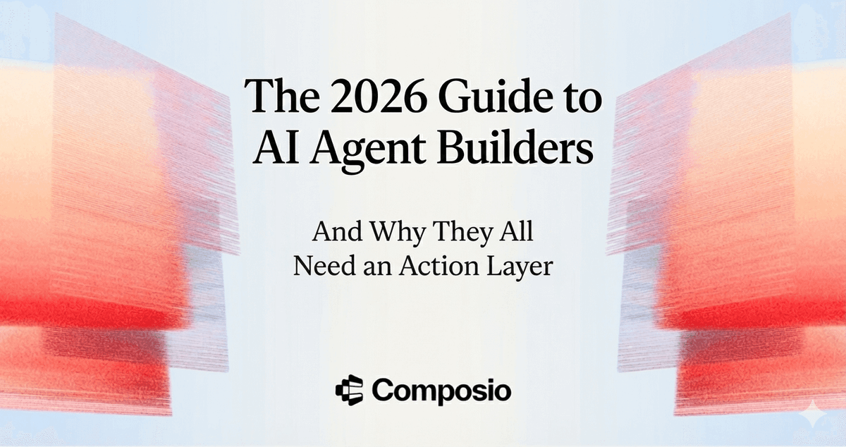 A title slide with a light blue gradient background and abstract, layered orange and red textured graphic elements on the left and right. In the center, large black text reads "The 2026 Guide