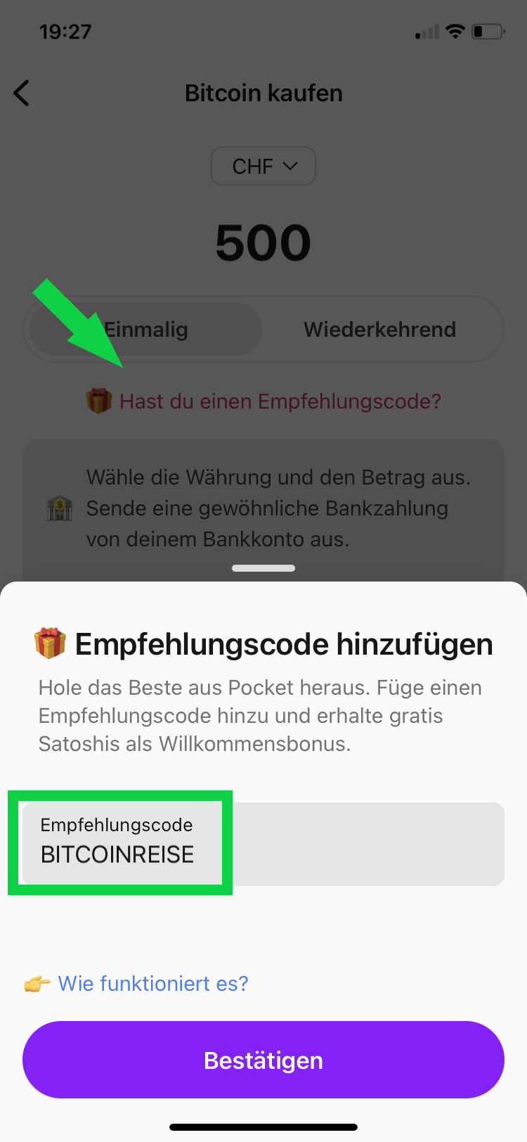 Pocket Empfehlungscode