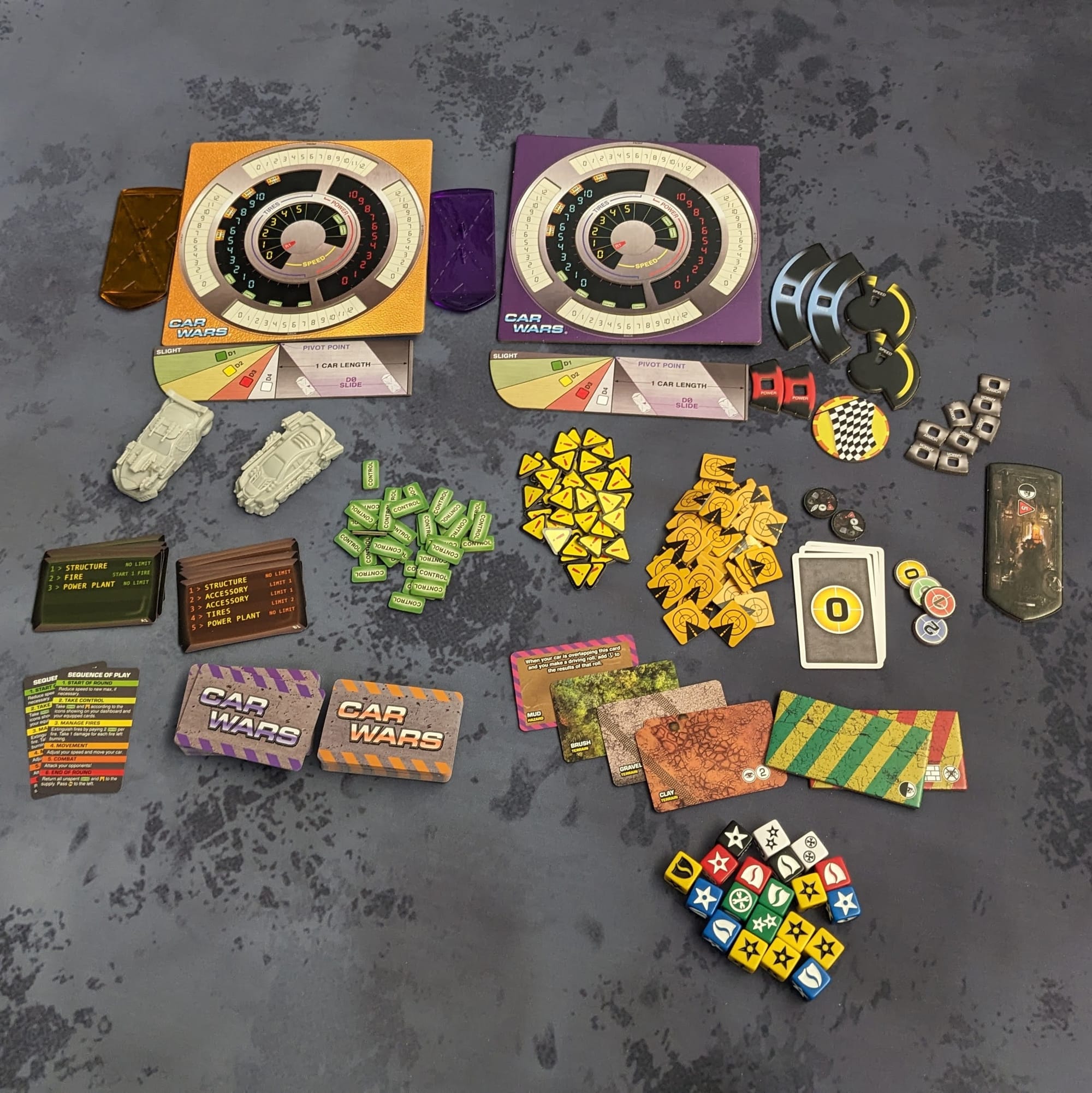 Car Wars Sixth Edition Orange / Purple Starer Set Contents