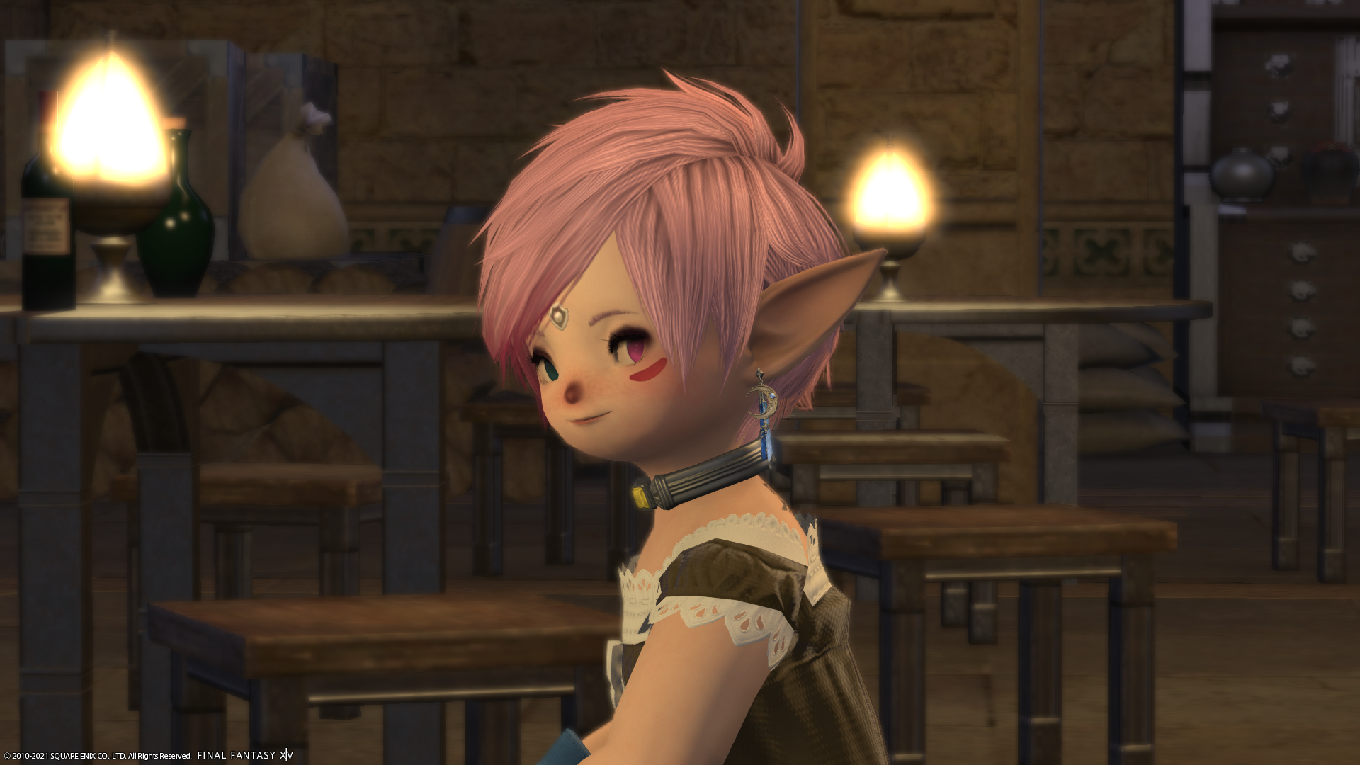 A Lalafell looks knowingly at the camera.