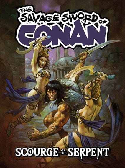 Conan the Barbarian fights two deadly women devoted to Set on this variant cover