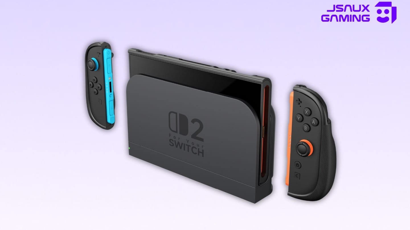 A Switch 2 with the JSAUX Split EveryDay Case (Basic Version) sitting in the dock.