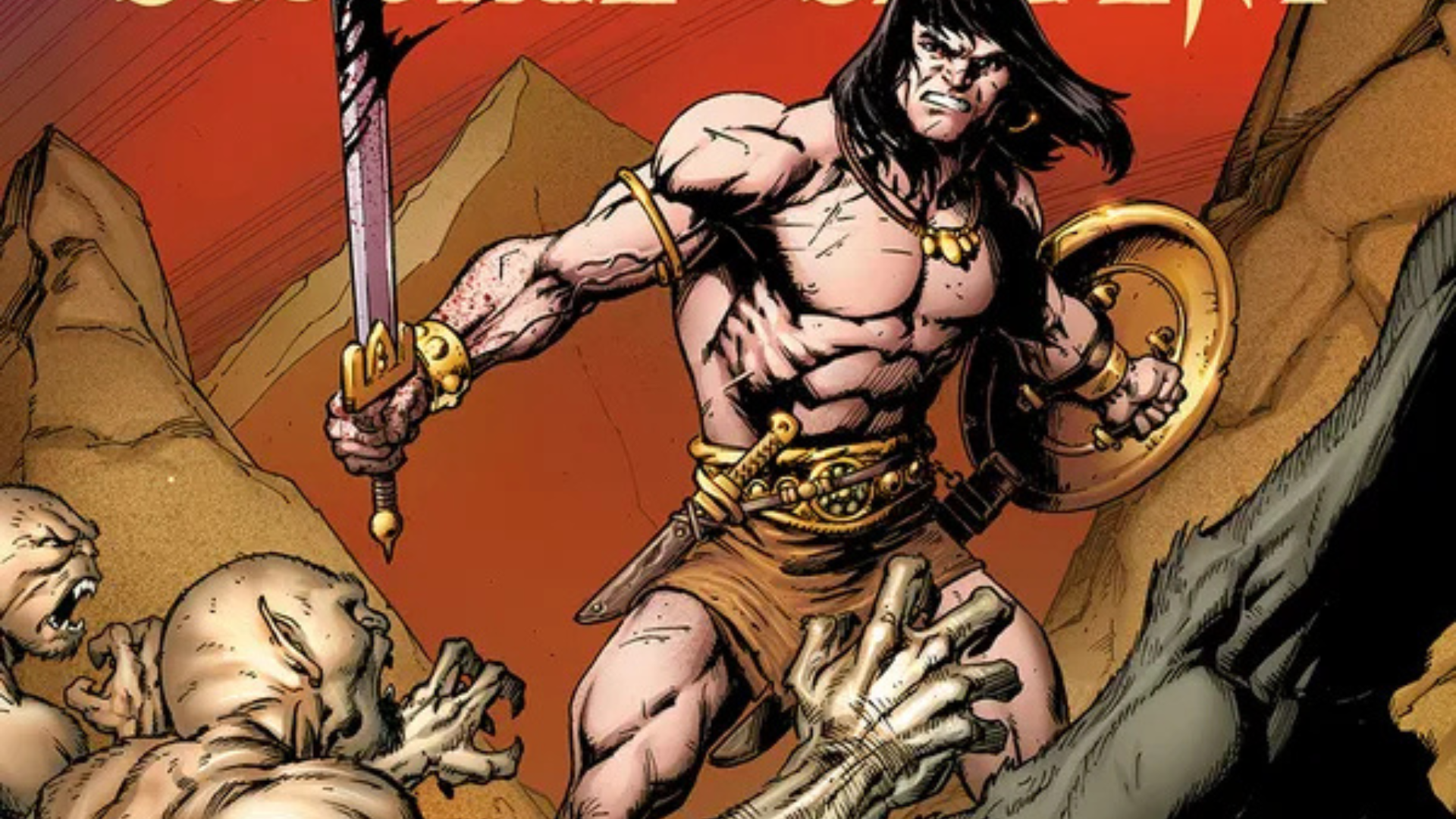 Conan the Barbarian stands ready against the monstrous hordes of Set on this variant cover of Conan: Scourge of the Serpent #4 from Titan Comics
