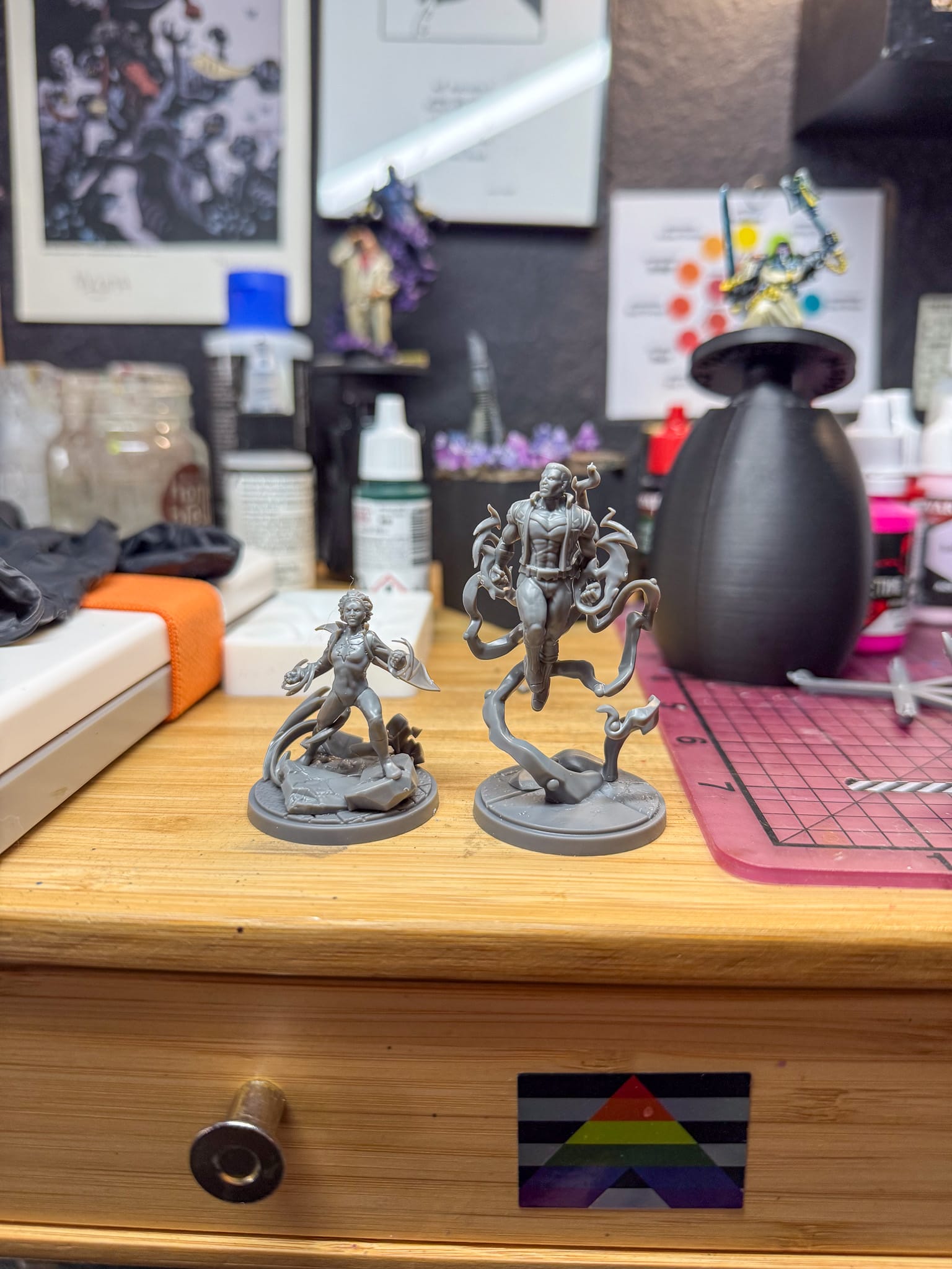 A photo of Marvel Crisis Protocol Blue Marvel and Spectrum models