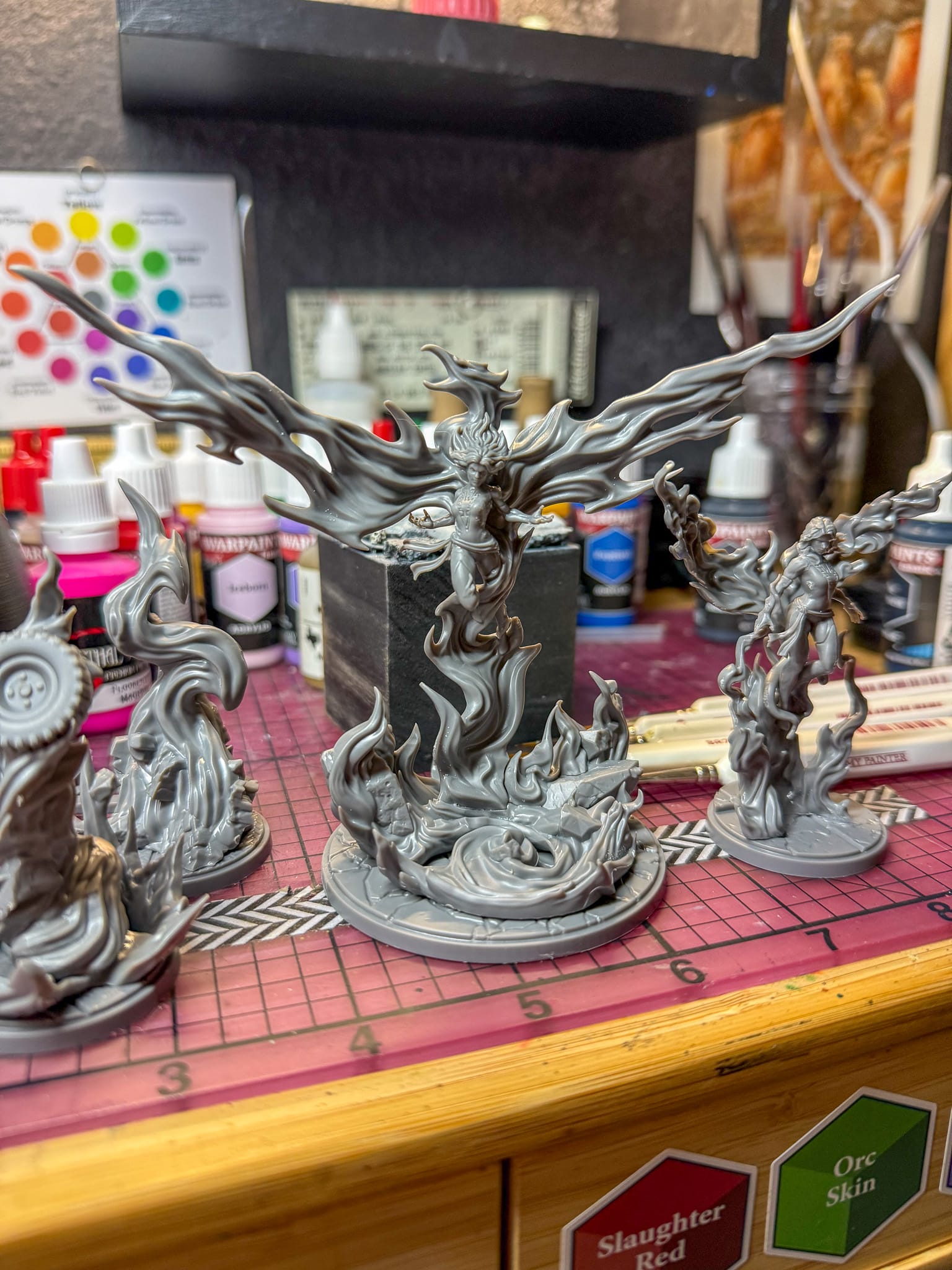 A photo of the models for Marvel Crisis Protocol Phoenix