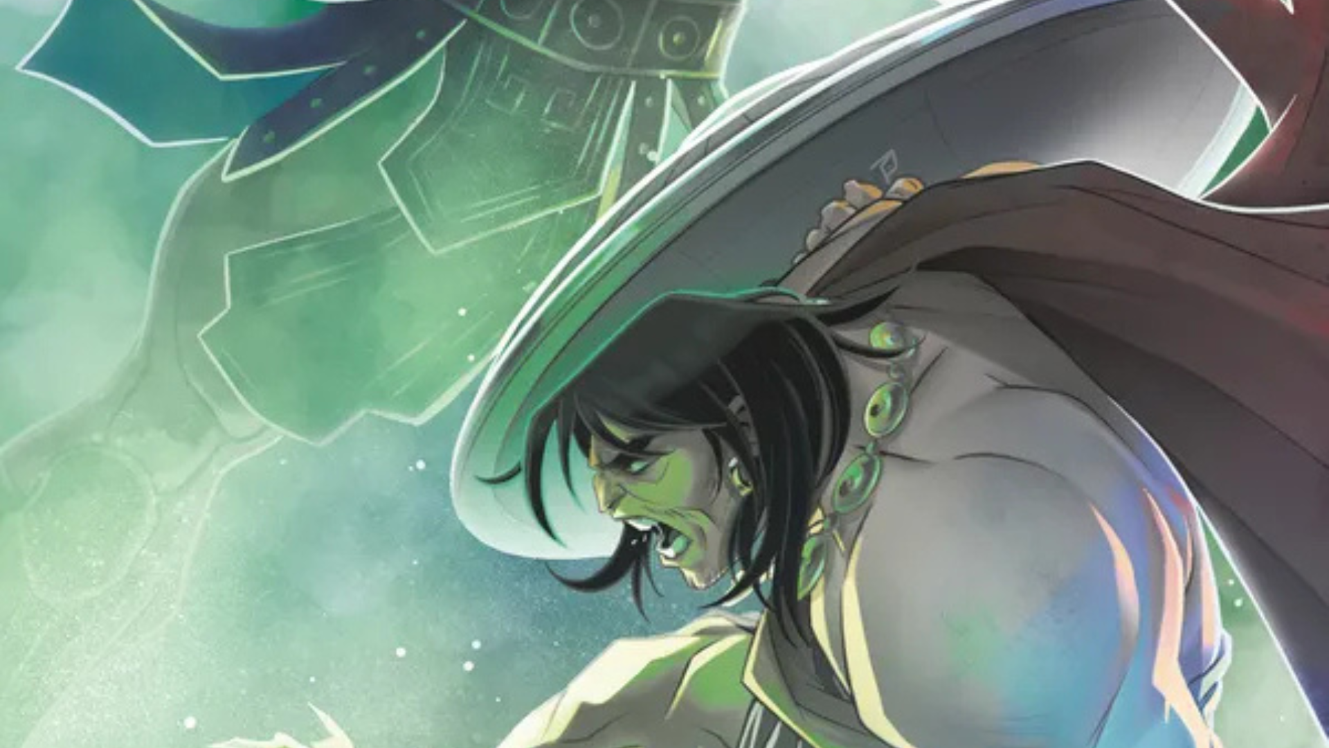 Conan braces for an attack on this variant cover of Conan the Barbarian #28 from Titan Comics