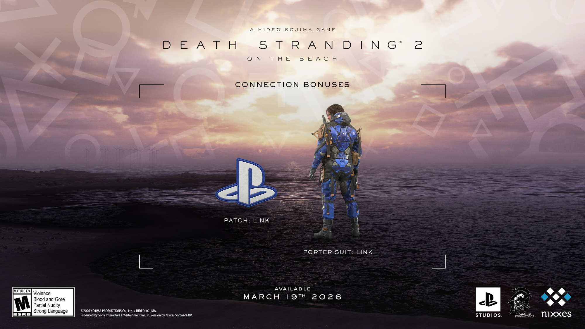 Sam wearing teh blue Porter Suit: Link along with a PlayStation patch.