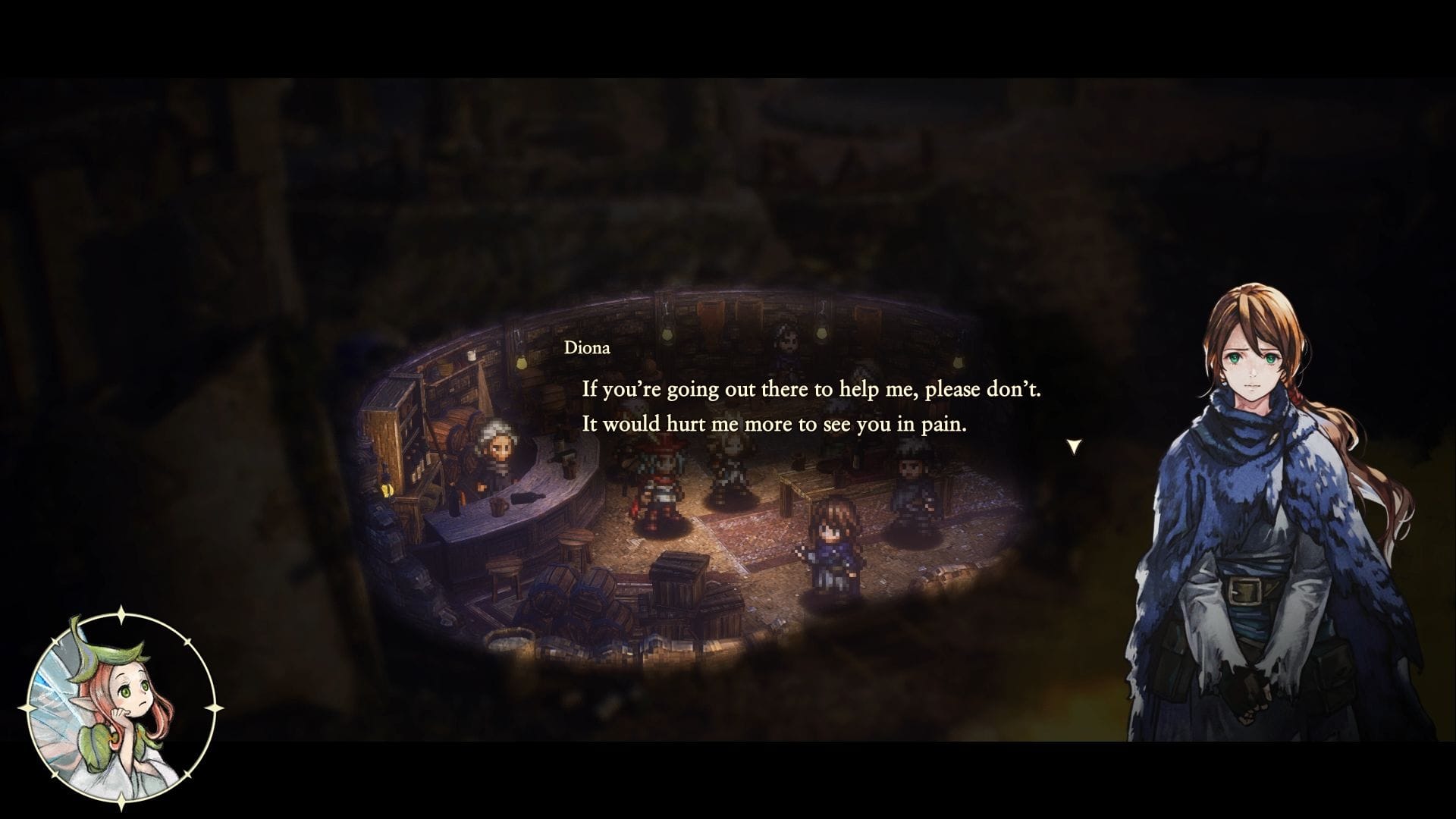 Diona arguing with Heurich.