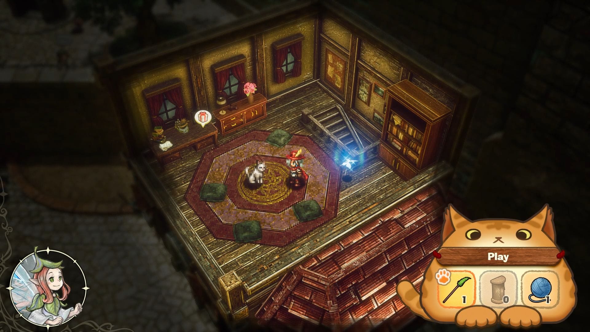 Elliot playing with a cat.