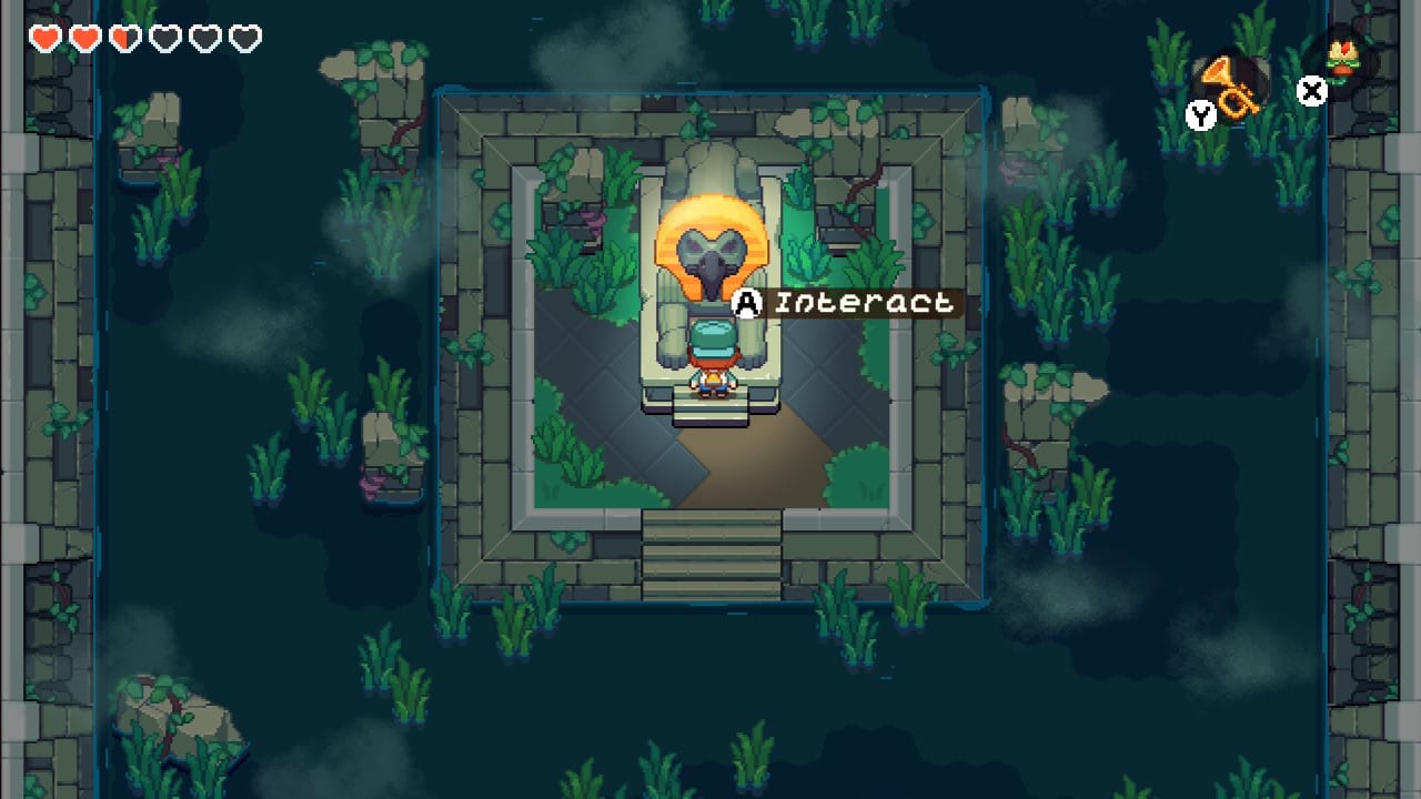 A sphinx-like statue in Under the Island. 