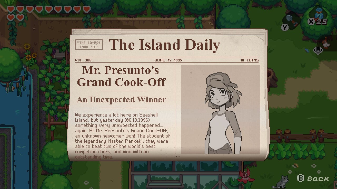 A newspaper in Under the Island describing the game's events. 