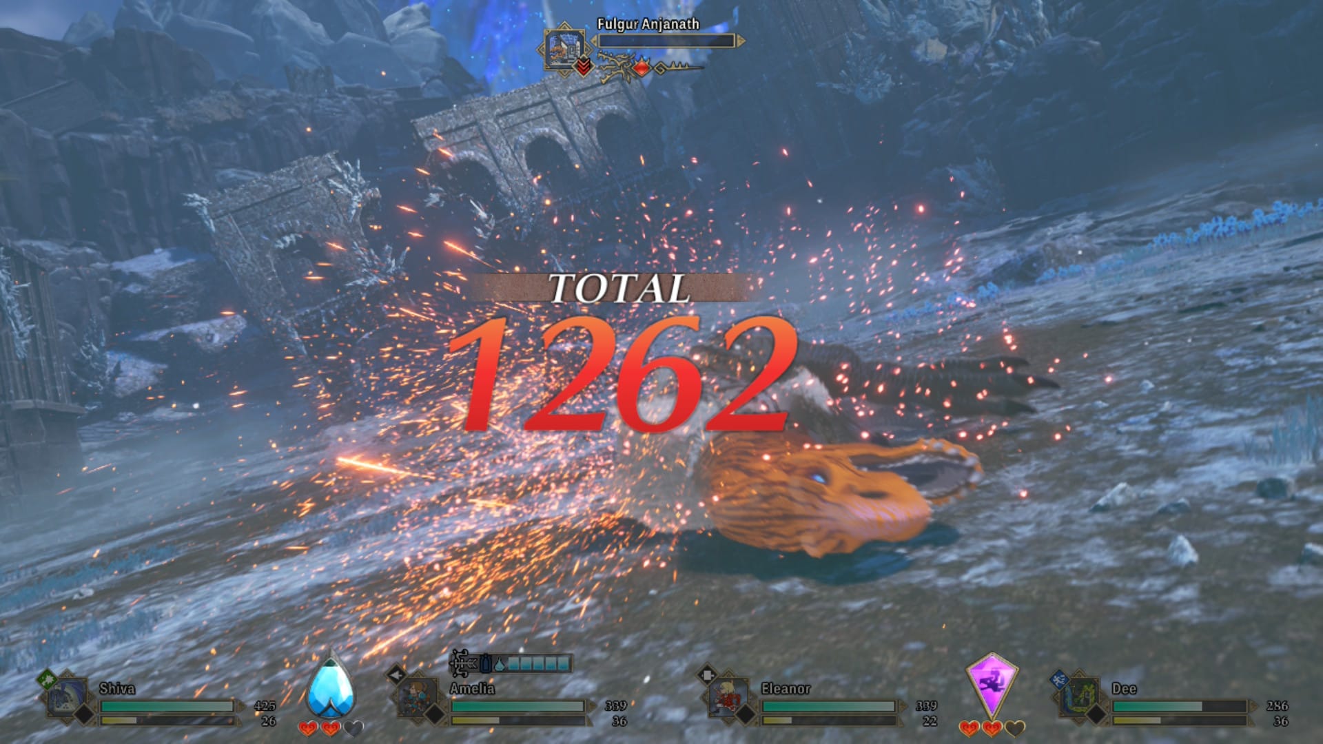 Dealing 1262 damage with a Synchro Rush.