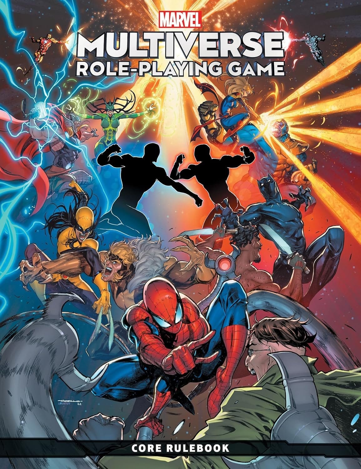 The cover of the corebook for Marvel Multiverse Role-Playing Game.