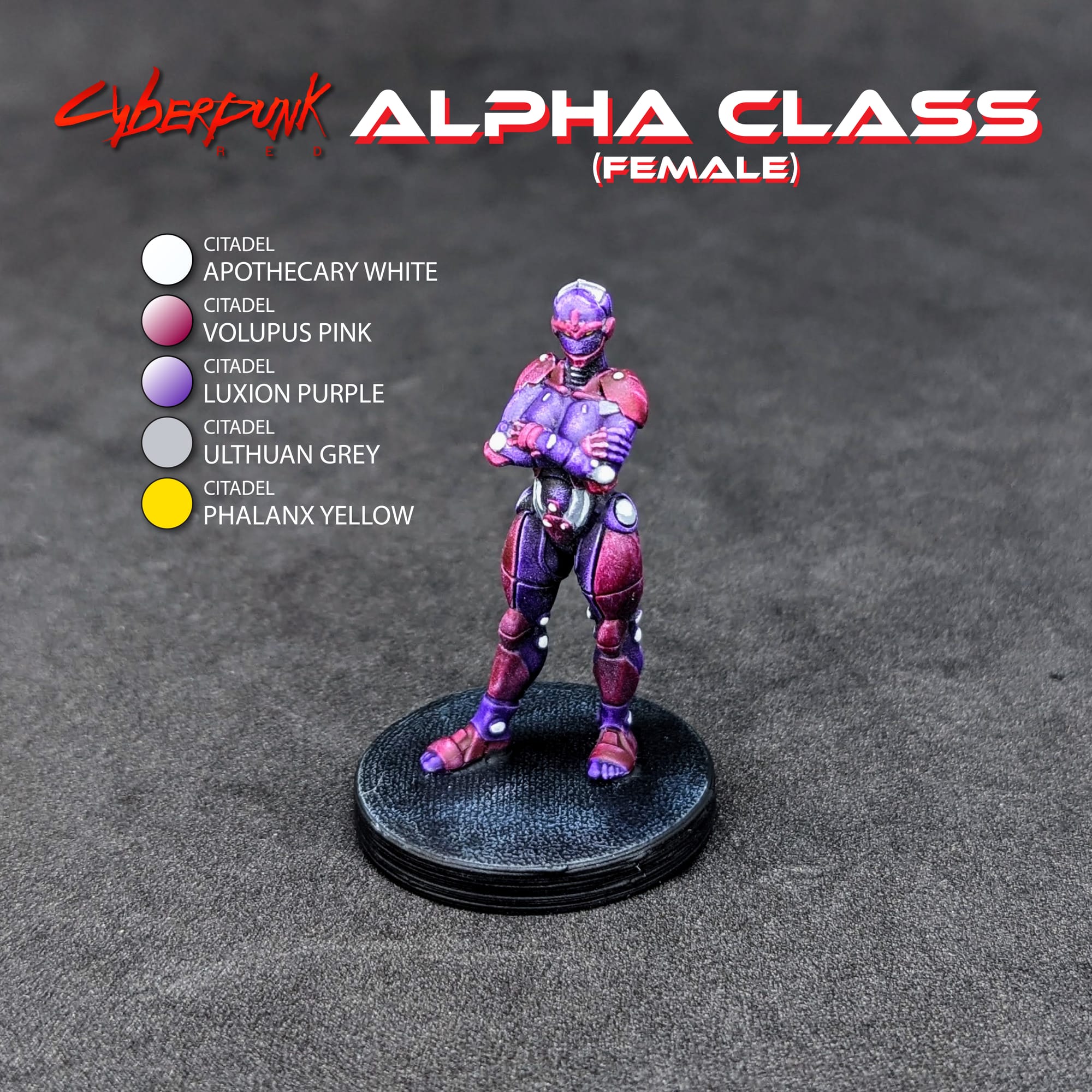 Learn to Paint Guide Alpha Class Female for Cyberpunk Red Combat Zone