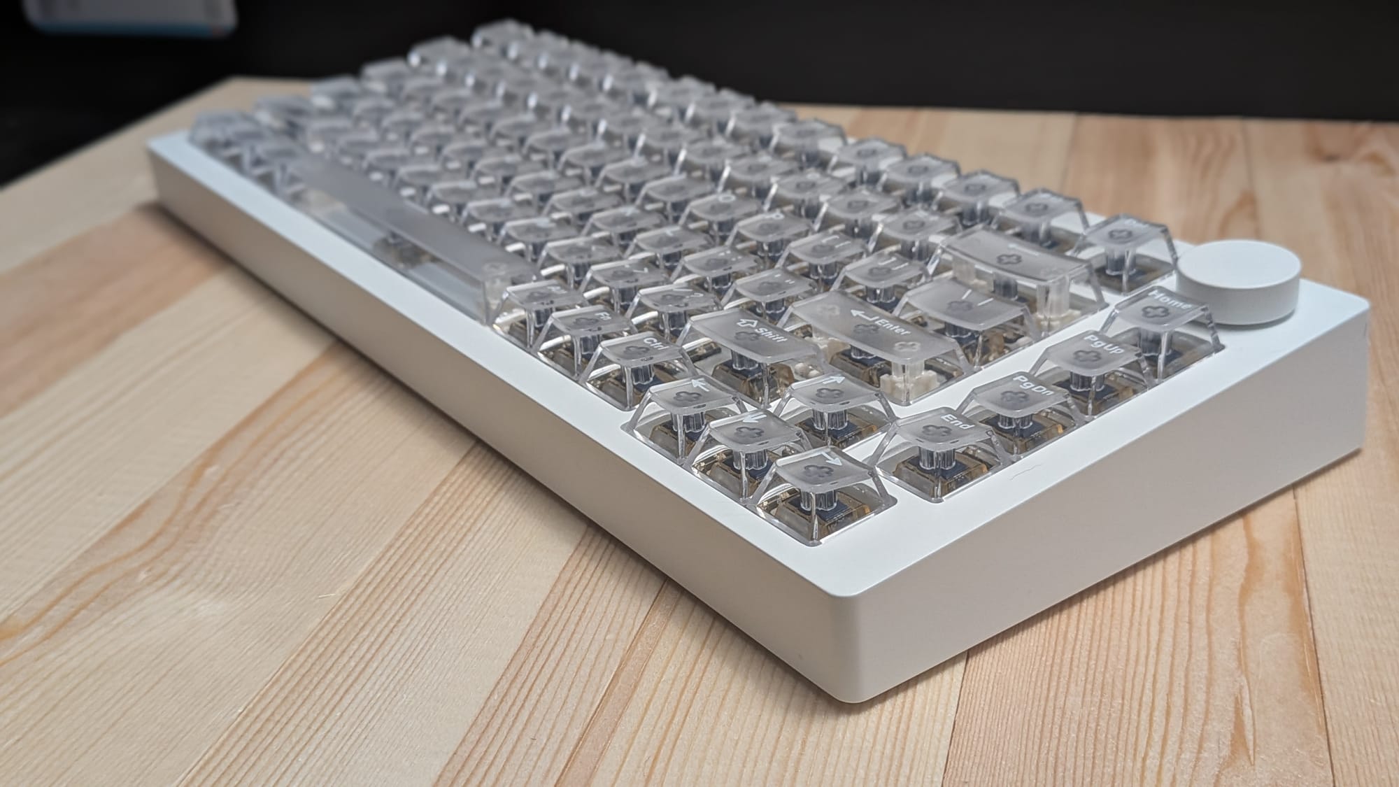 An aluminum body and clear keycaps make for a gorgeous keyboard