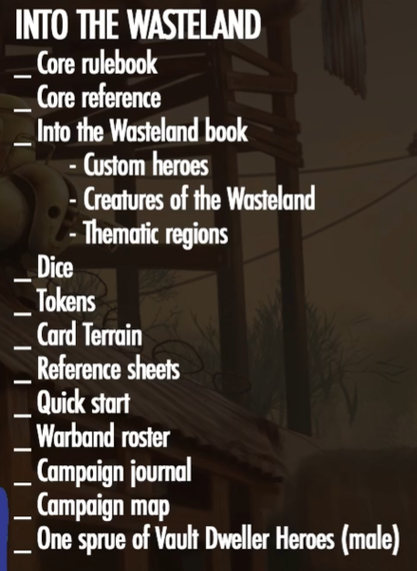 Fallout Wasteland Warfare Into the Wasteland Solo Starter Set Content