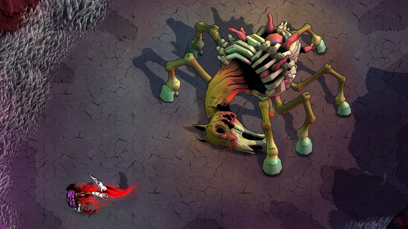 Battling a horrifying monster in Blighted.