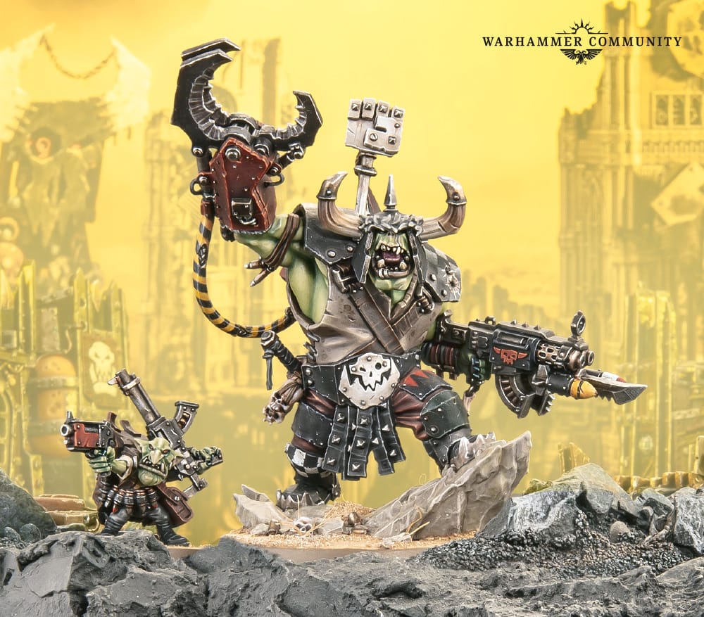 A close up image of the leaked Ork Warboss for Warhammer 40K