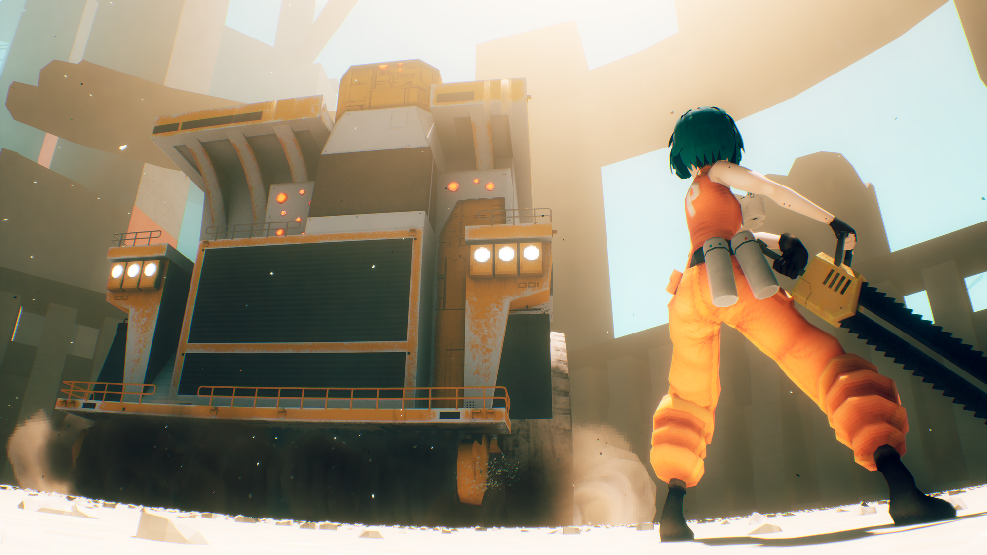 Facing down a massive boss.