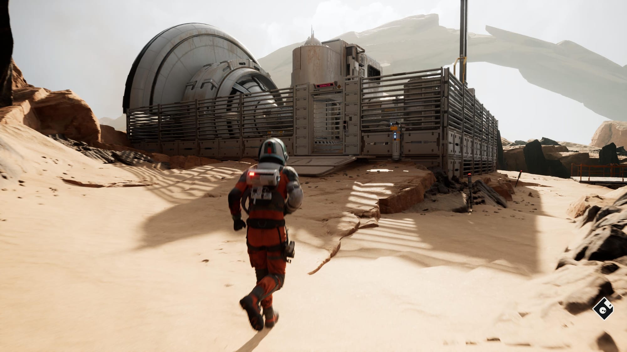 Thomas running towards and oxygen station.