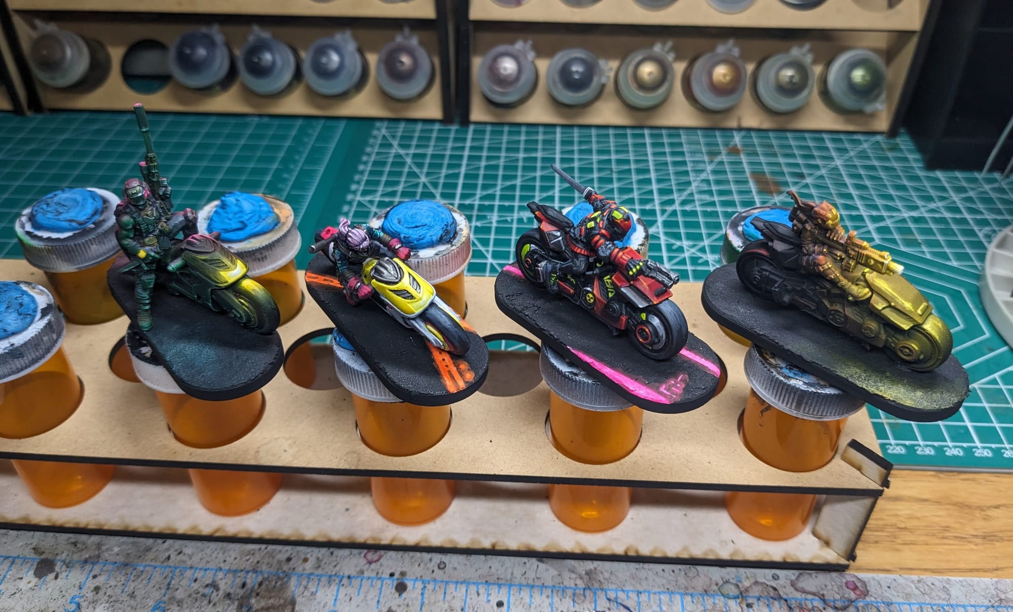 Cycles painted, glued together, and ready for sealing