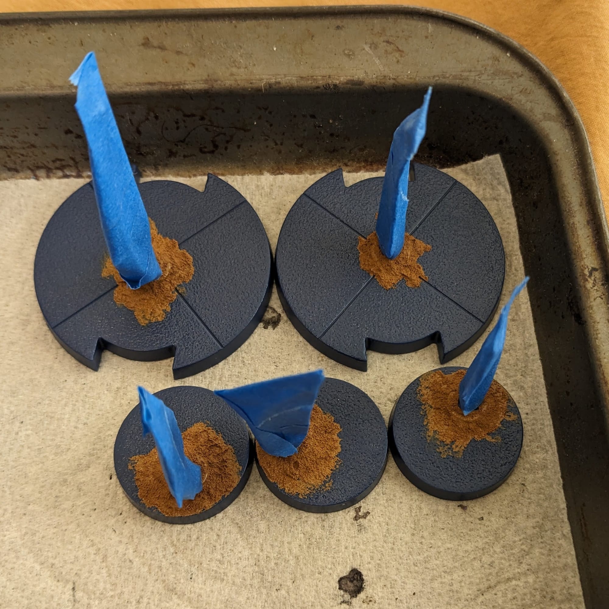 Flight Stands wrapped with masking tape