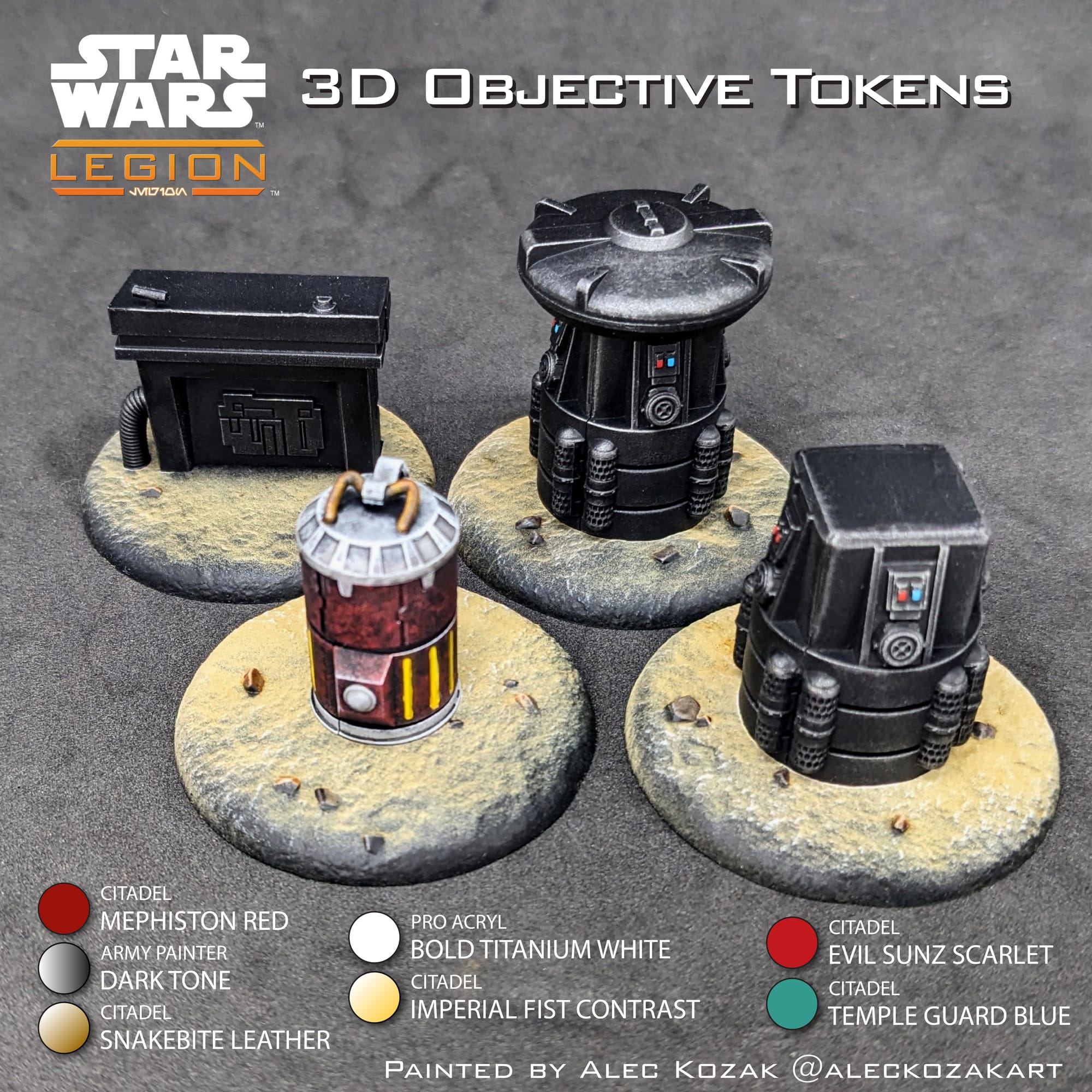 Painted Star Wars Legion 3D Objective Tokens POI