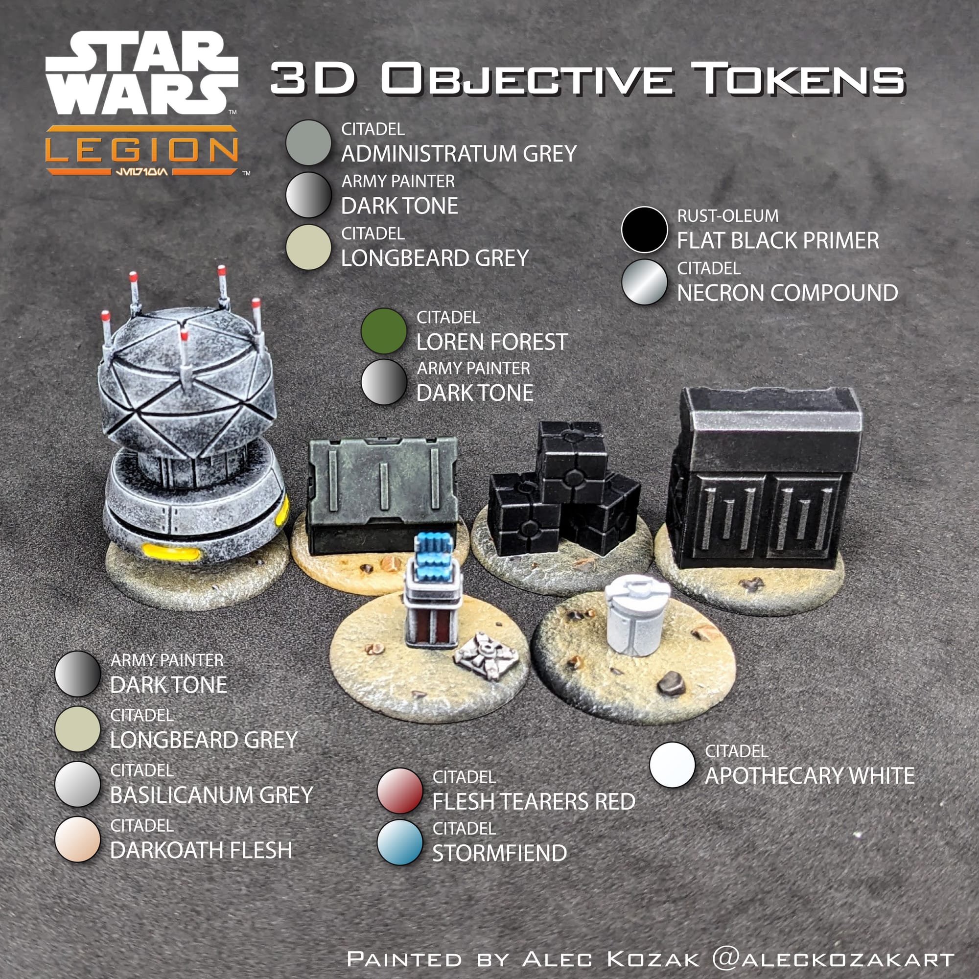 Painted Star Wars Legion 3D Objective Tokens Asset Tokens