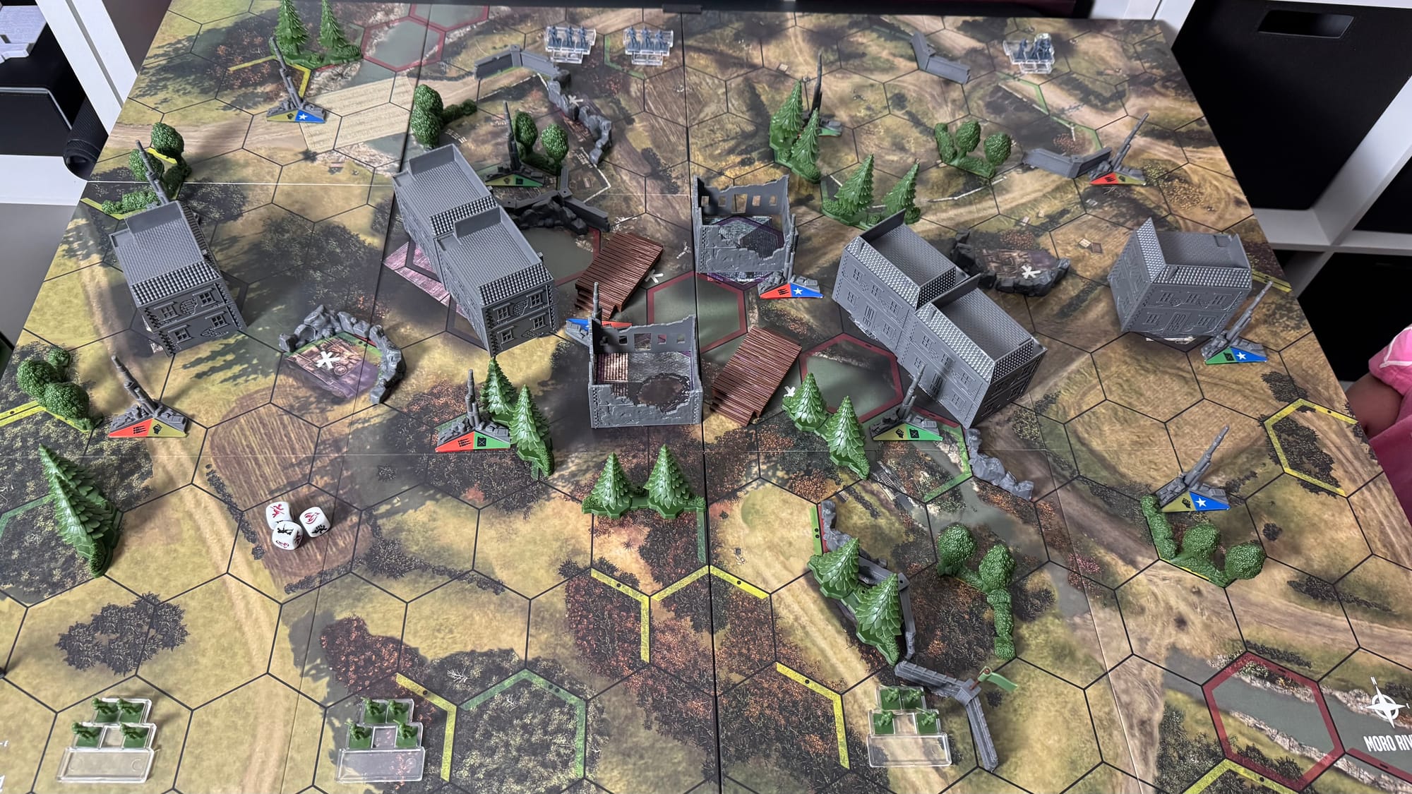A fully set up game showing all of terrain.