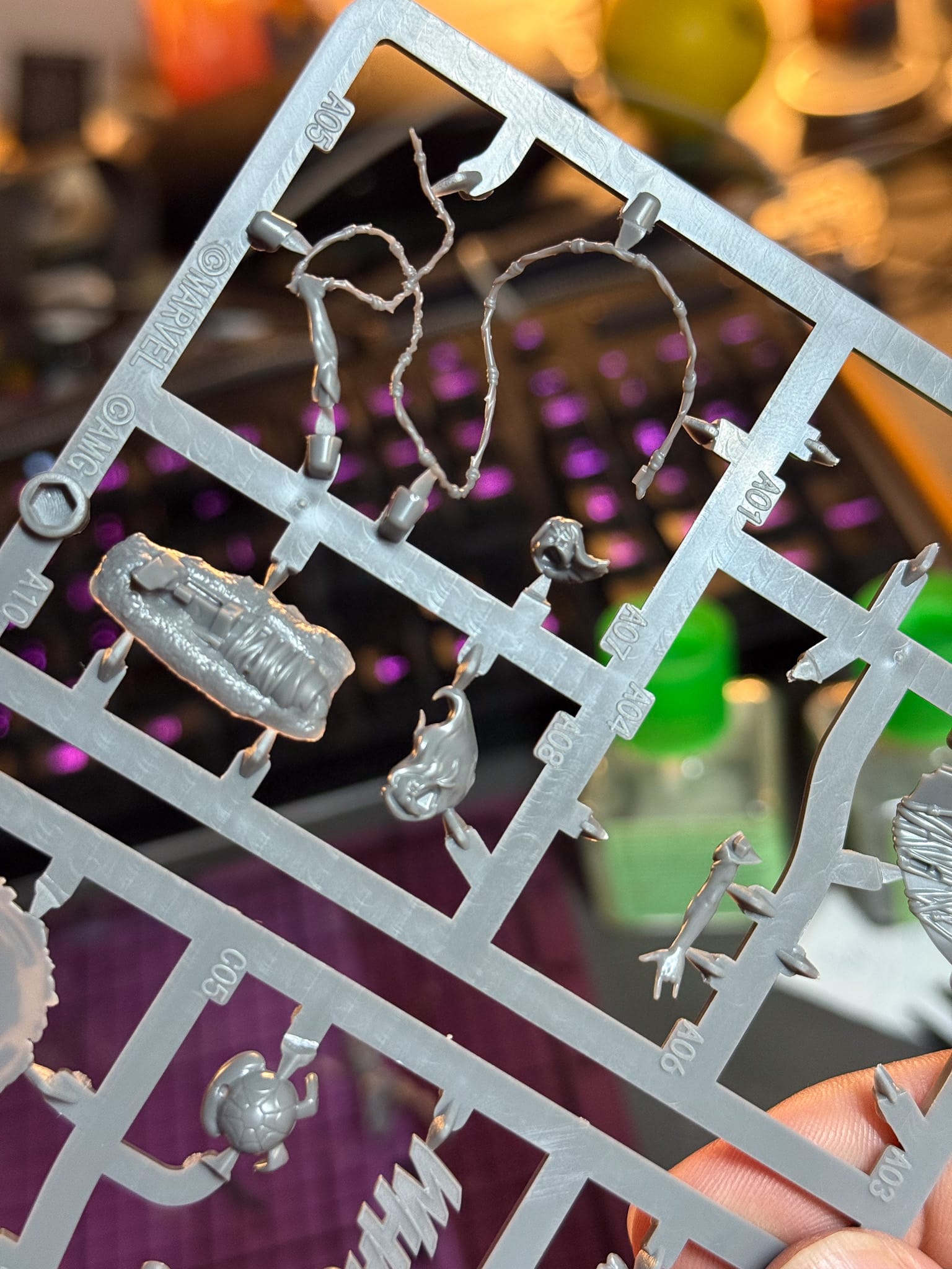 Tiny pieces on the sprue