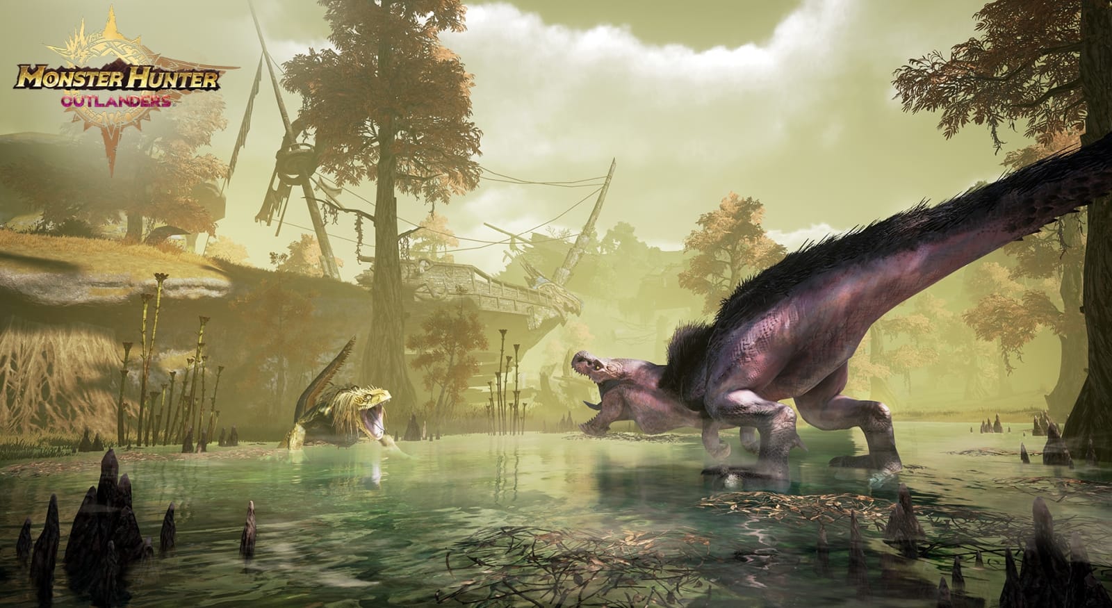 An Anjanath fighting a Great Jagras.