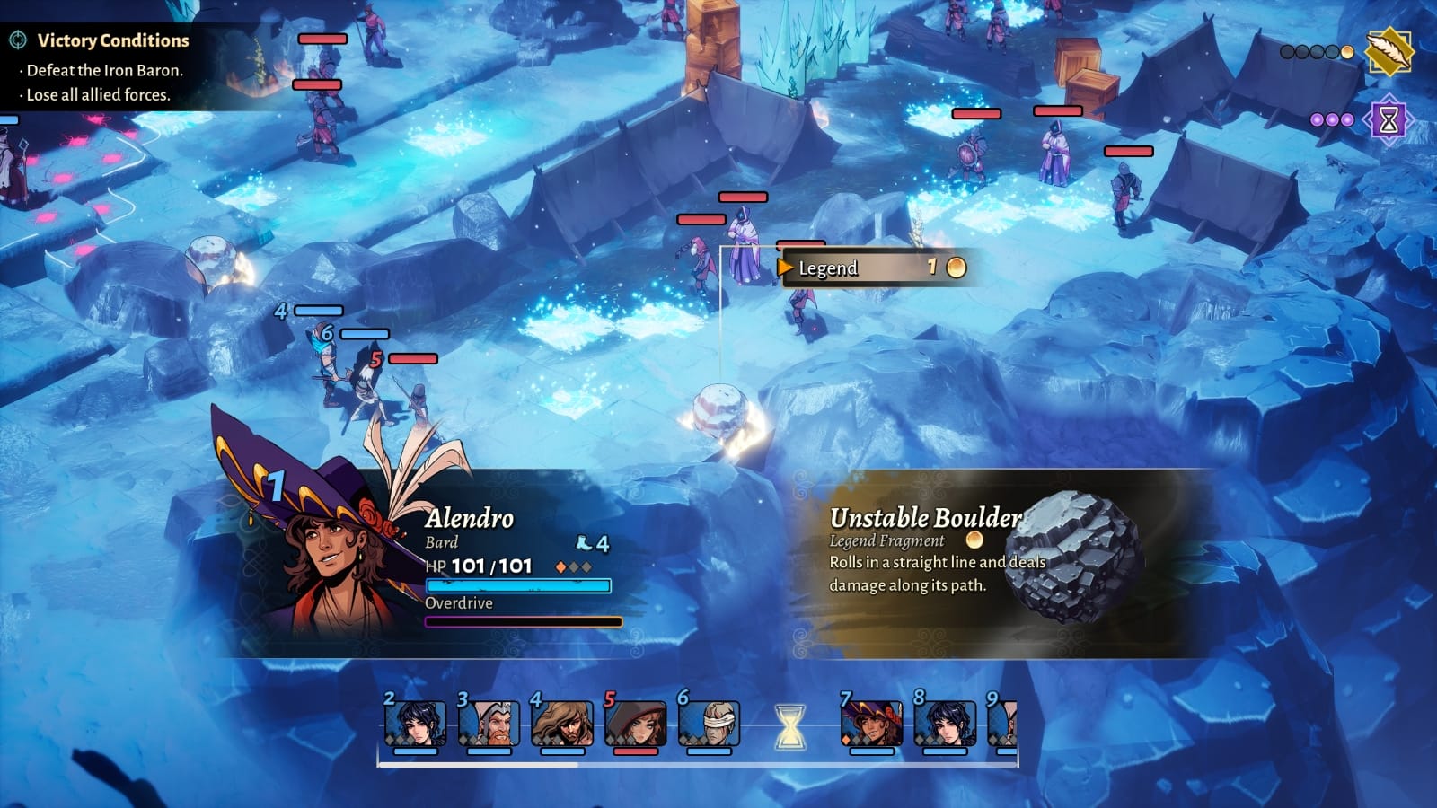 Alendro battles a boulder. 