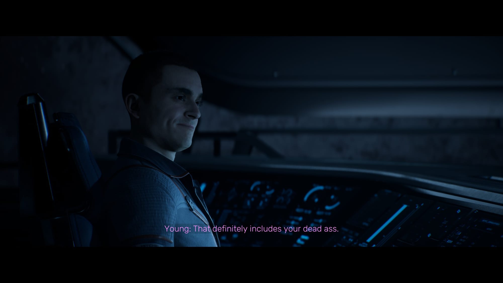 Young and Mitchel chatting before entering the atmosphere. 